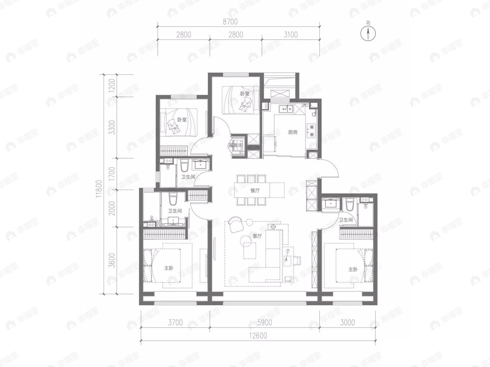 金隅昆泰云筑4室2厅3卫户型图