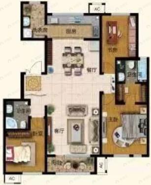 财富绿道丹庭3室2厅2卫户型图