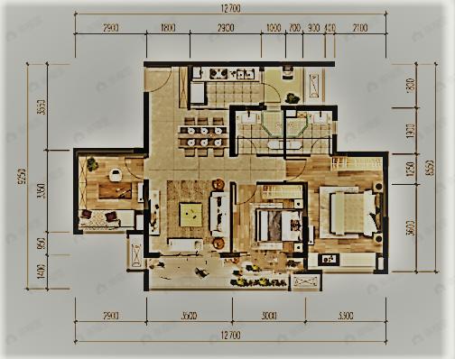 华宇锦绣玺岸3室2厅2卫户型图