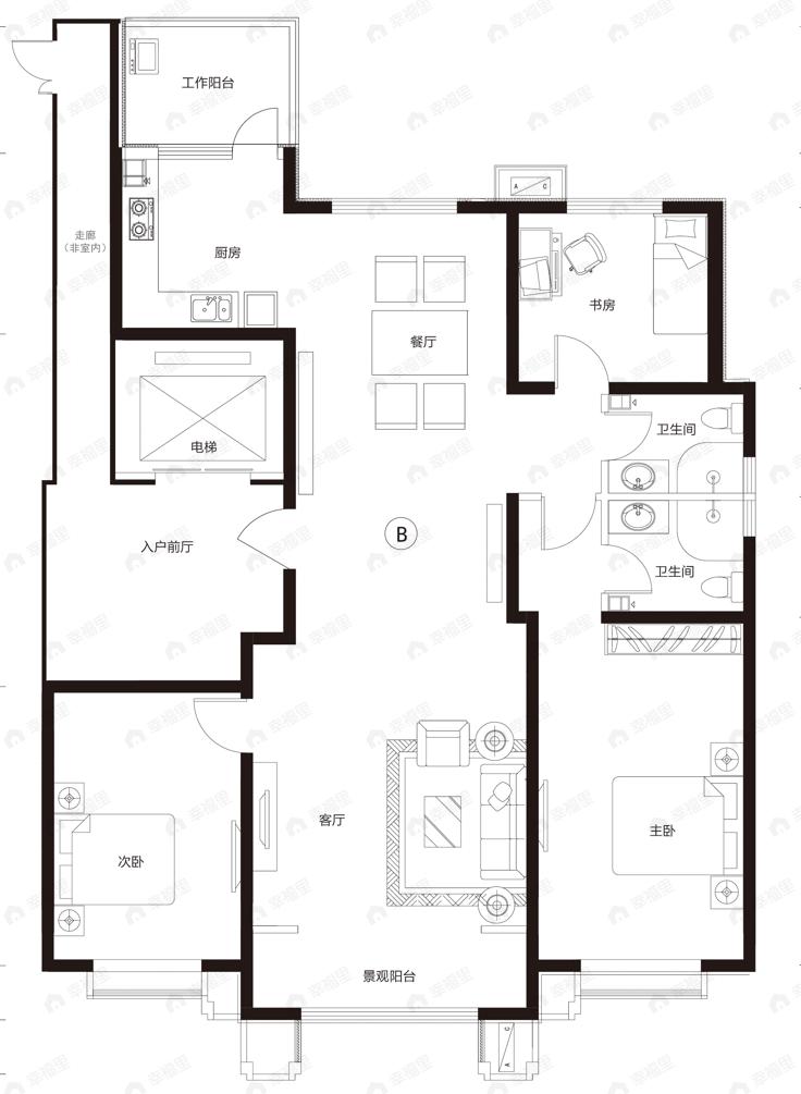 学苑馨城3室2厅2卫户型图