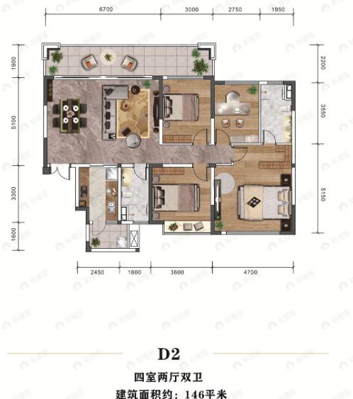 富国上邦4室2厅2卫户型图