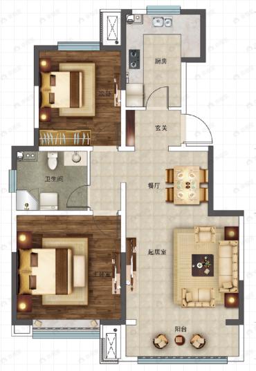 红磡和院2室2厅2卫户型图