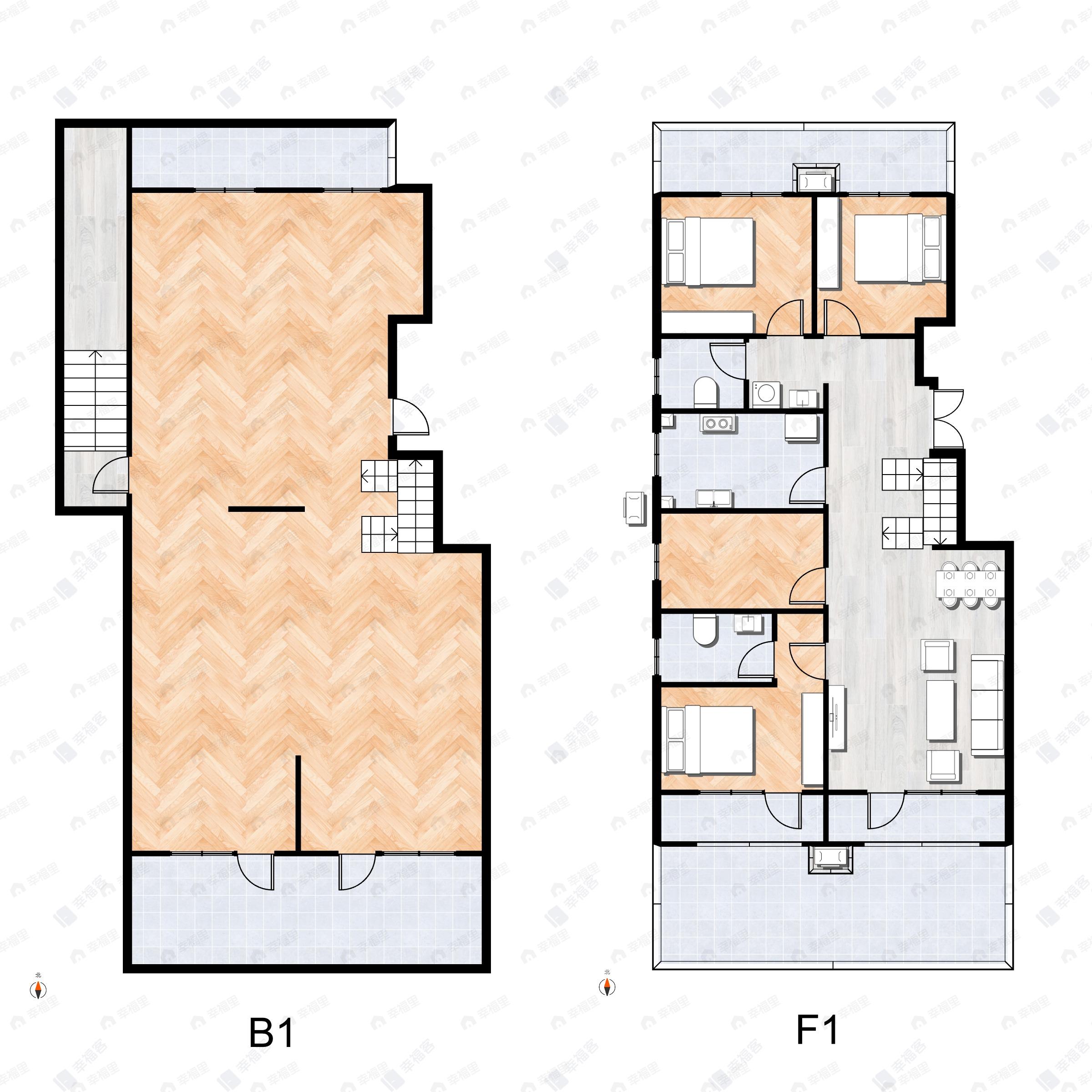 3室2厅2卫建面240平北|南户型图