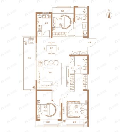 盛澳金尊府3室2厅2卫户型图