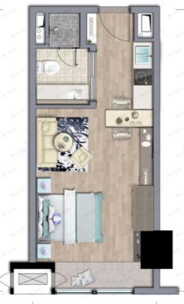 中铁卓越中心1室1厅1卫户型图