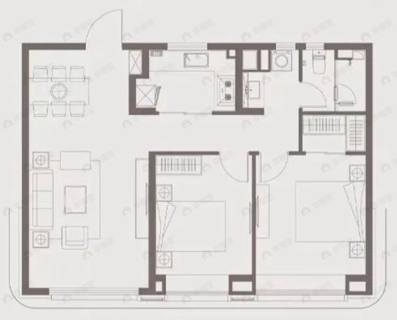 龙湖天曜2室2厅1卫户型图