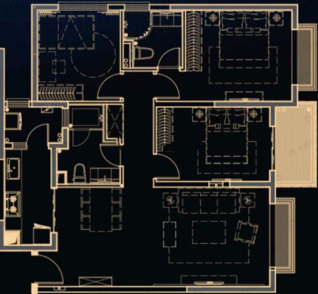 筑友天誉府3室1厅2卫户型图