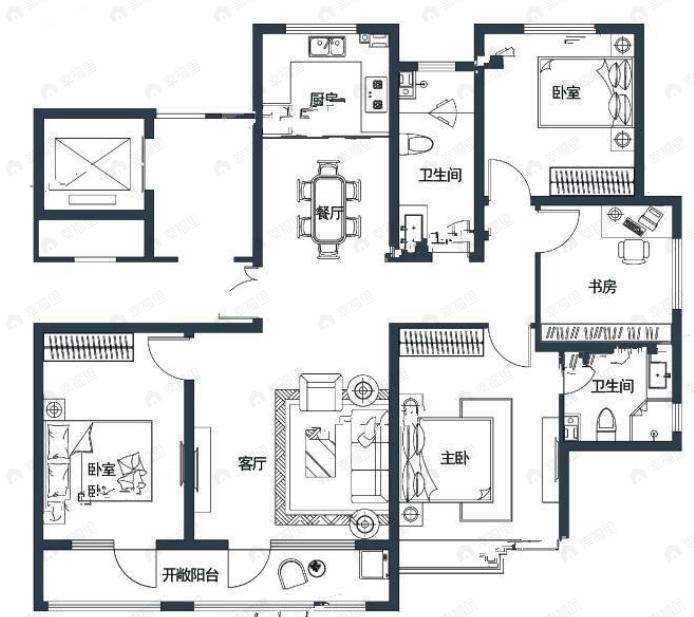 远洋繁花里4室2厅2卫户型图
