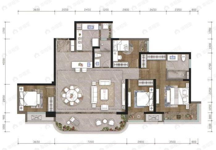 卓越皇后道4室2厅2卫户型图
