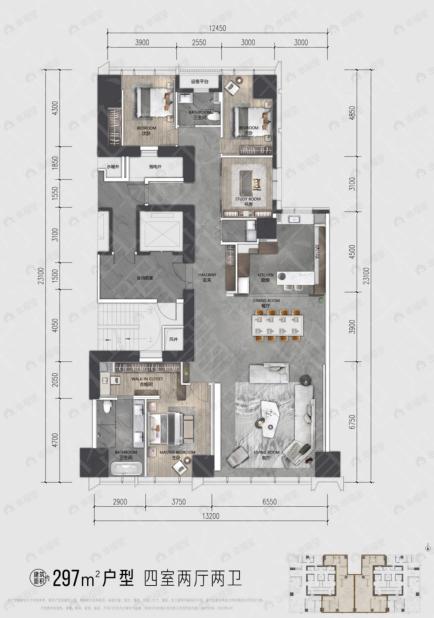 华润置地瑞玺4室2厅2卫户型图