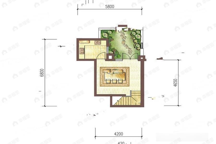 龙湖小院青城2室2厅1卫户型图