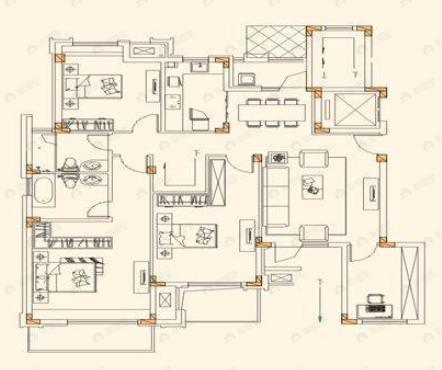 3室2厅2卫建面126平户型图