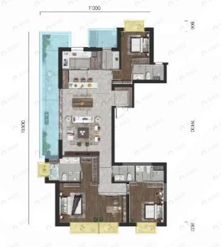 华润置地润府4室2厅4卫户型图