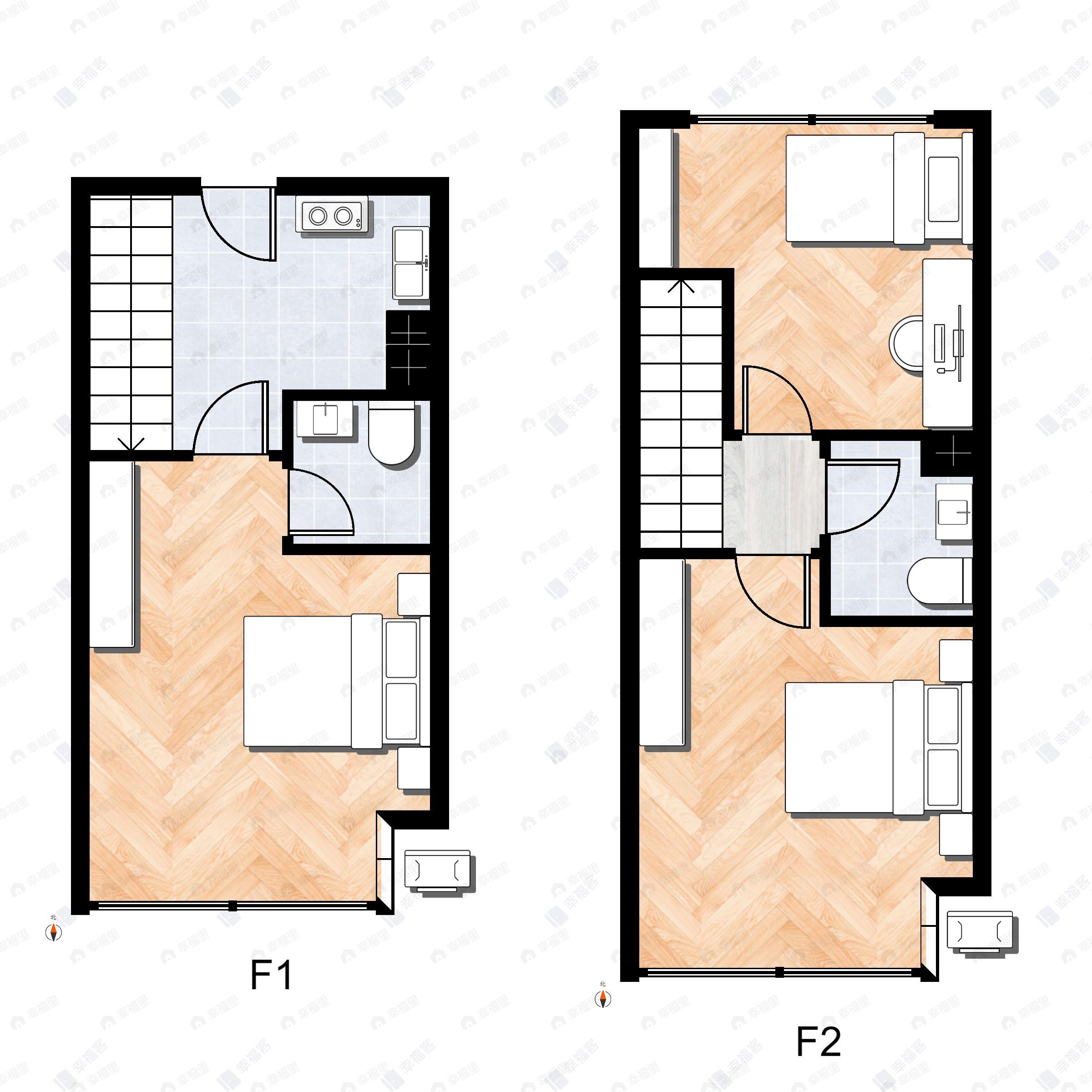 3室1厅2卫建面31平户型图