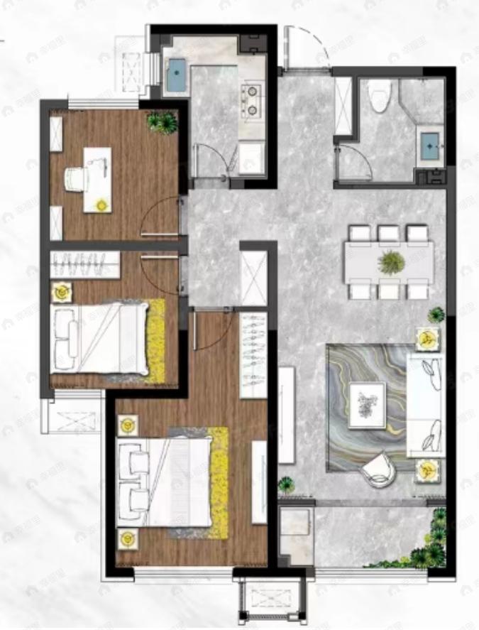 东宸府·珑院3室2厅1卫户型图