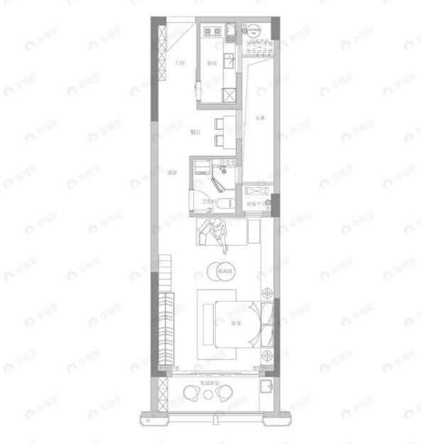 恒隆府1室1厅1卫户型图
