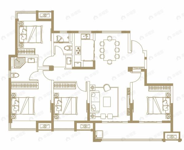 嘉圆悦湖居4室2厅2卫户型图