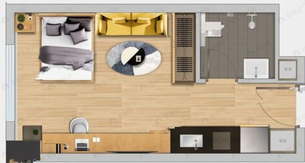 卓伯根19001室1厅1卫户型图