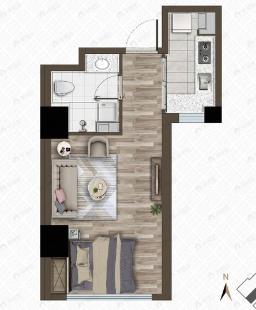 御东联1室1厅1卫户型图