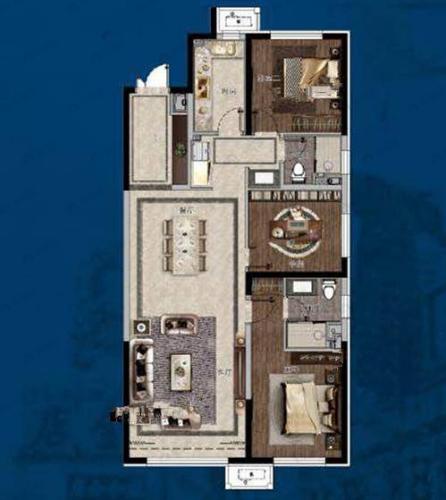 颐盛壹号公馆3室2厅2卫户型图