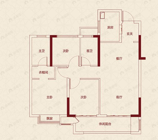 世茂泰禾江南院子3室2厅2卫户型图