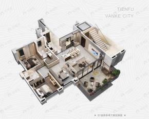 天府万科城3室2厅2卫户型图