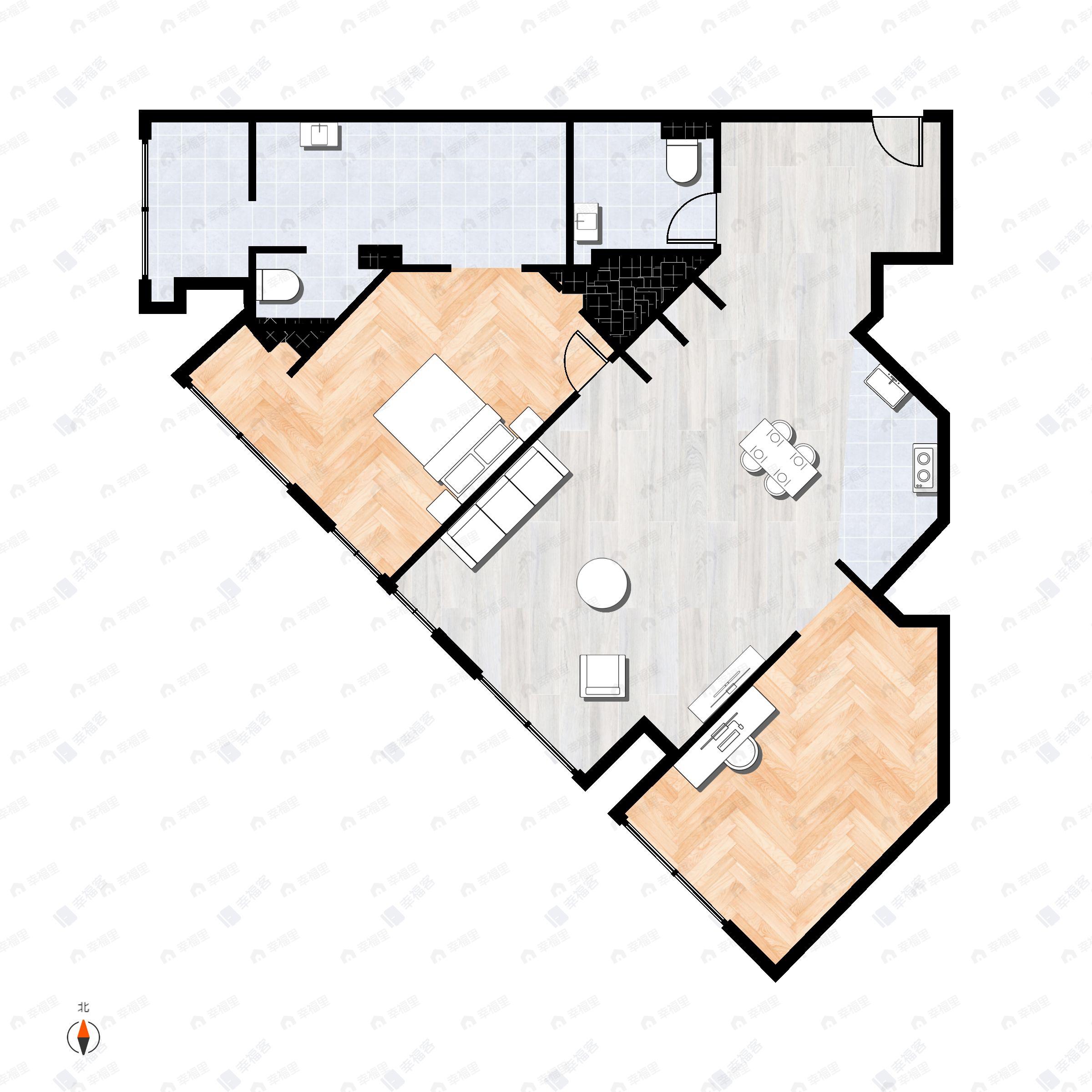 梵悦1082室2厅2卫户型图
