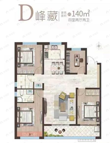 联强江南艺境4室2厅2卫户型图