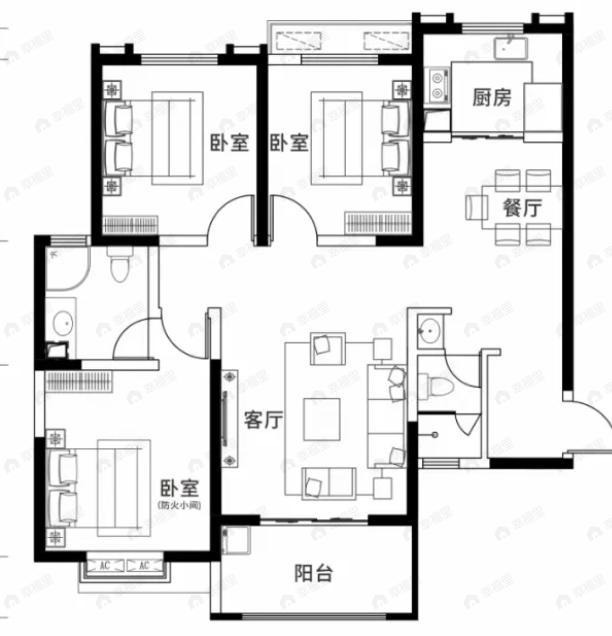 元熙樾府3室2厅2卫户型图