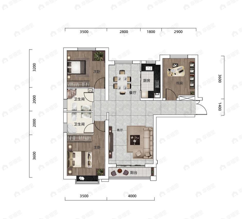 盛世和平居2室2厅1卫户型图
