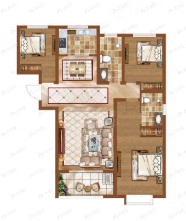盛唐融城3室2厅2卫户型图