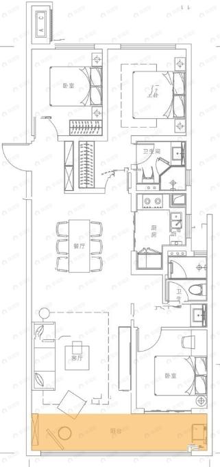 地建嘉信风华臻园3室2厅2卫户型图