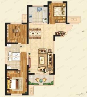 百达悦府3室2厅2卫户型图