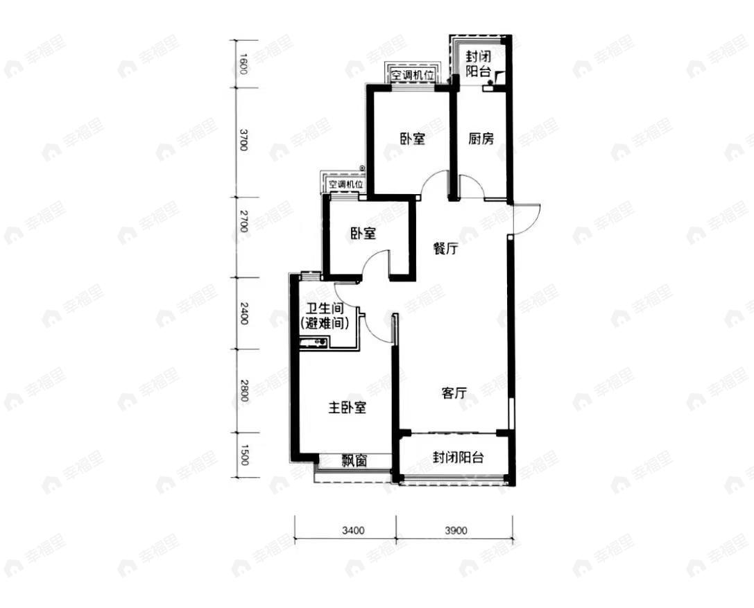 兰州恒大未来城3室2厅1卫户型图