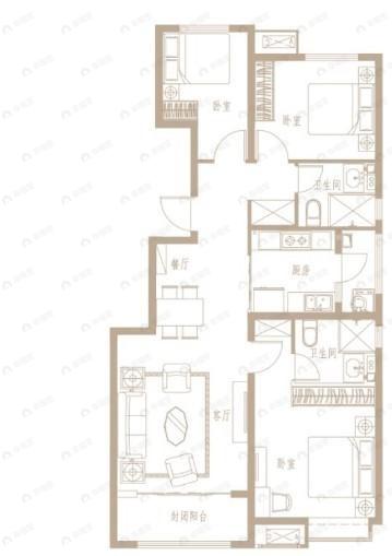新御峰3室2厅2卫户型图
