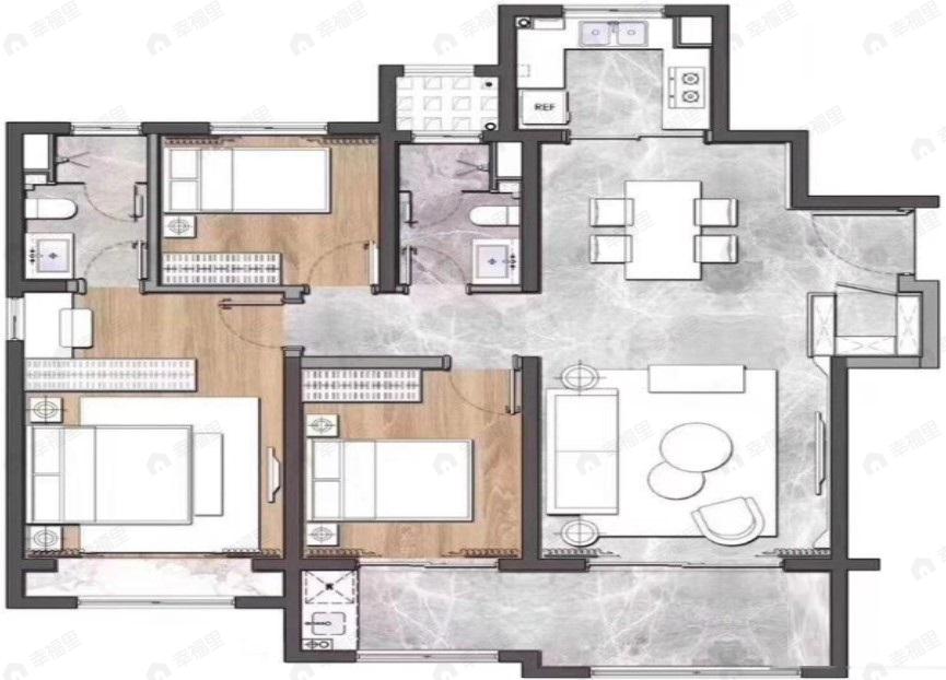 普罗理想国3室2厅2卫户型图