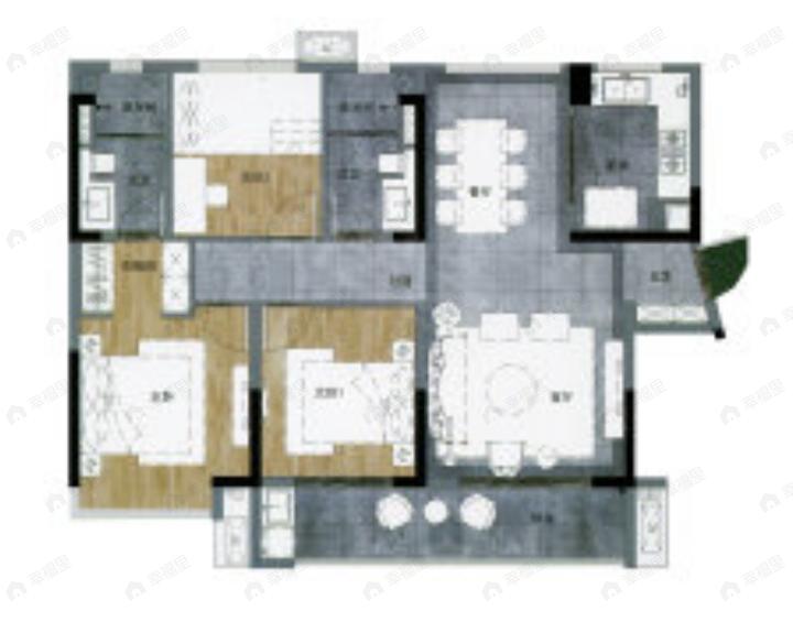 绿地樾湖国际生态城3室2厅2卫户型图
