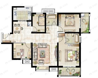 白云兴庆御苑4室2厅2卫户型图