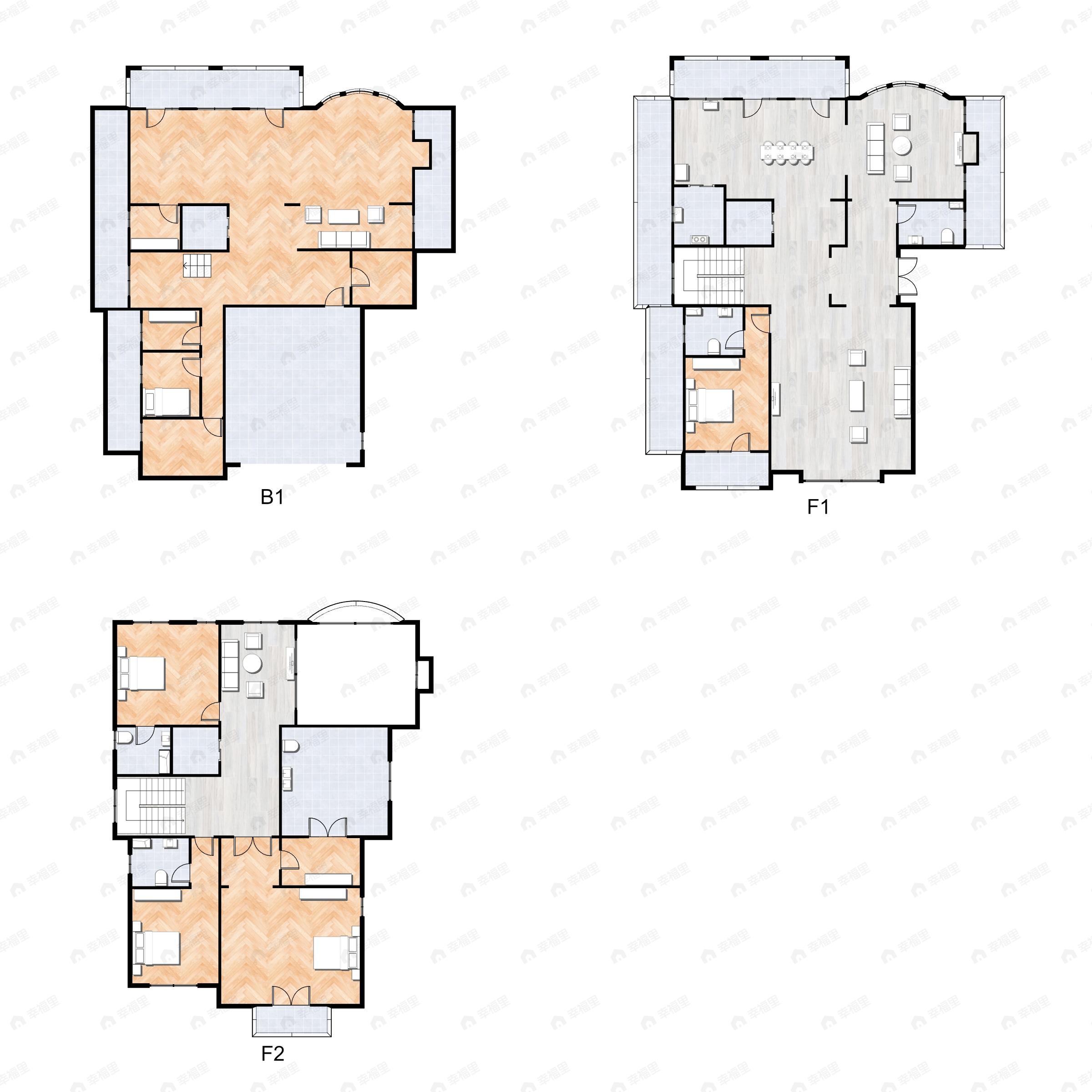 4室3厅5卫建面1000m²北|南户型图