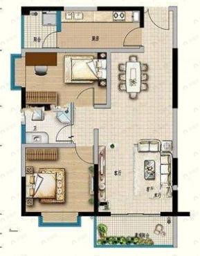 春漫时光2室2厅1卫户型图