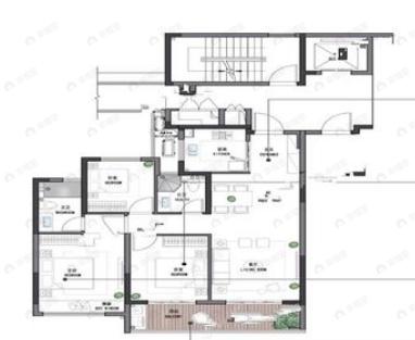 3室2厅2卫建面106m²北户型图