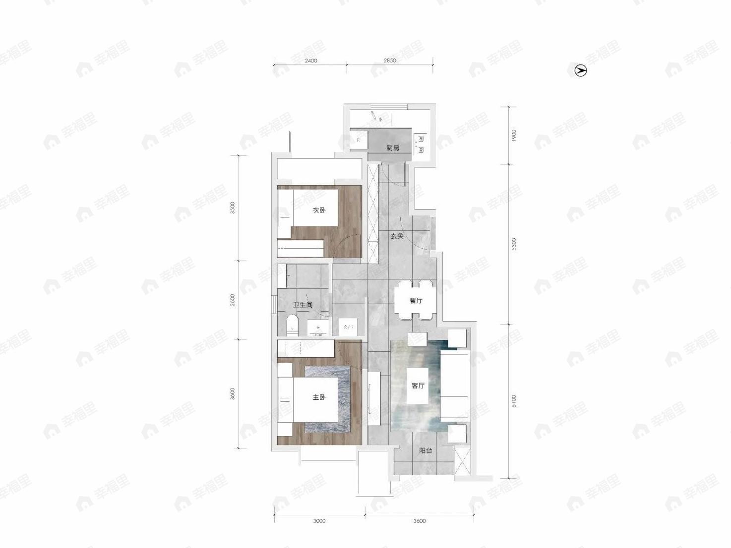 和悦春风2室2厅1卫户型图