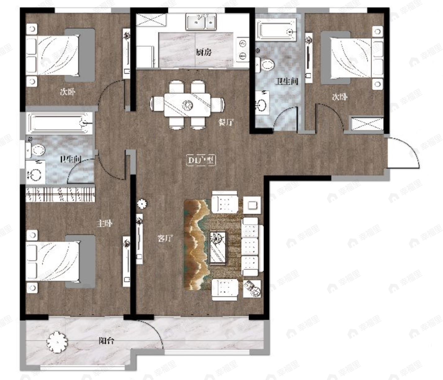 傲润天顺祥3室2厅2卫户型图