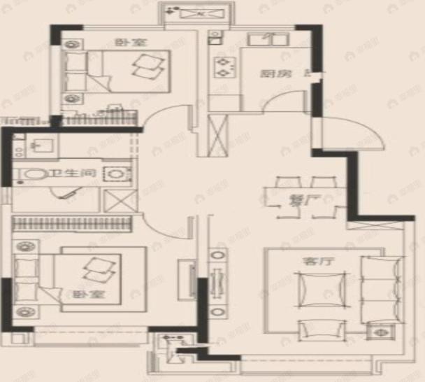 当代公园阅MOMA2室2厅1卫户型图