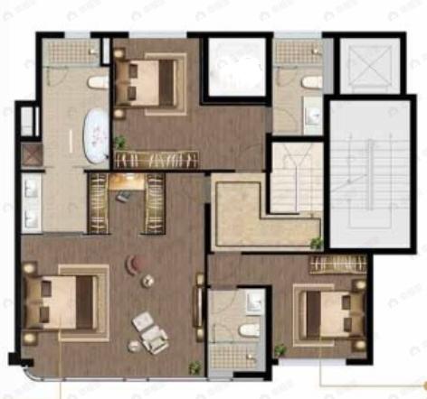 4室2厅4卫建面260平户型图