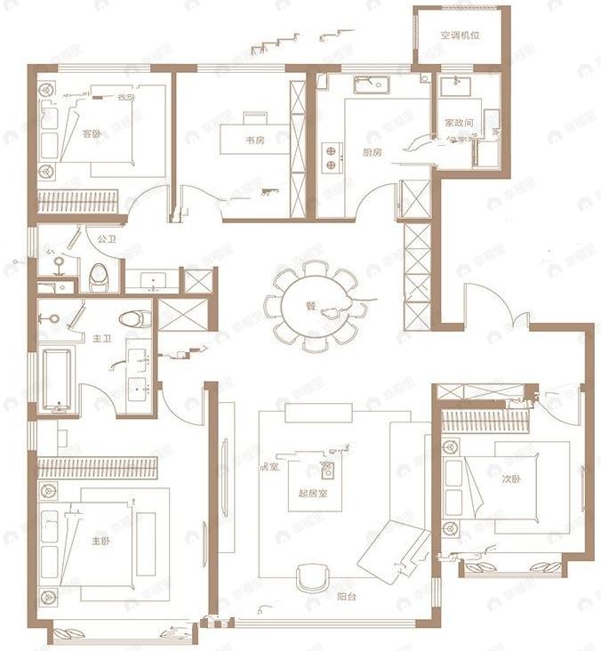 体北鲁能公馆4室2厅2卫户型图