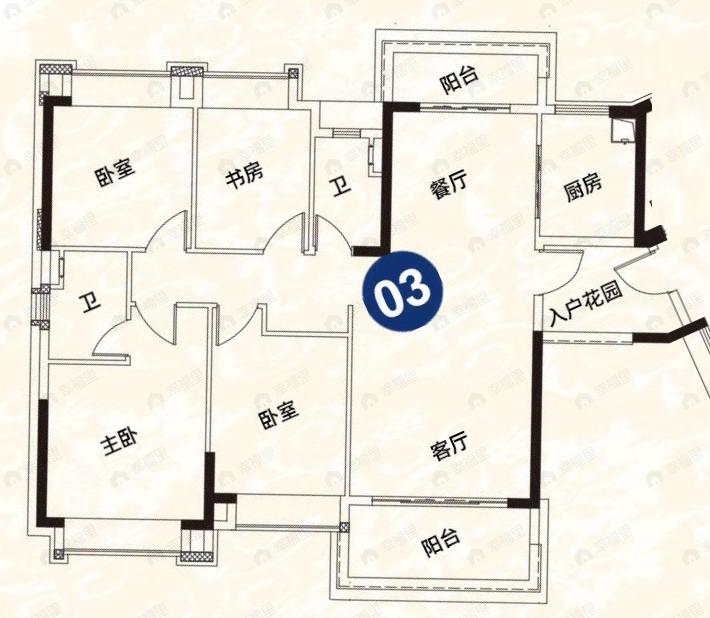 4室2厅2卫建面135平东南户型图