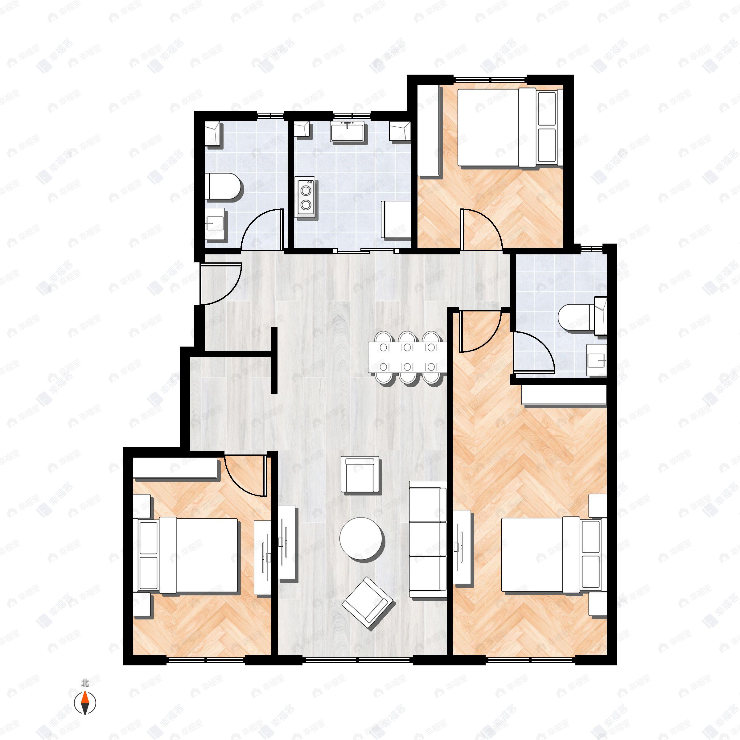 建发珺和府3室2厅2卫户型图