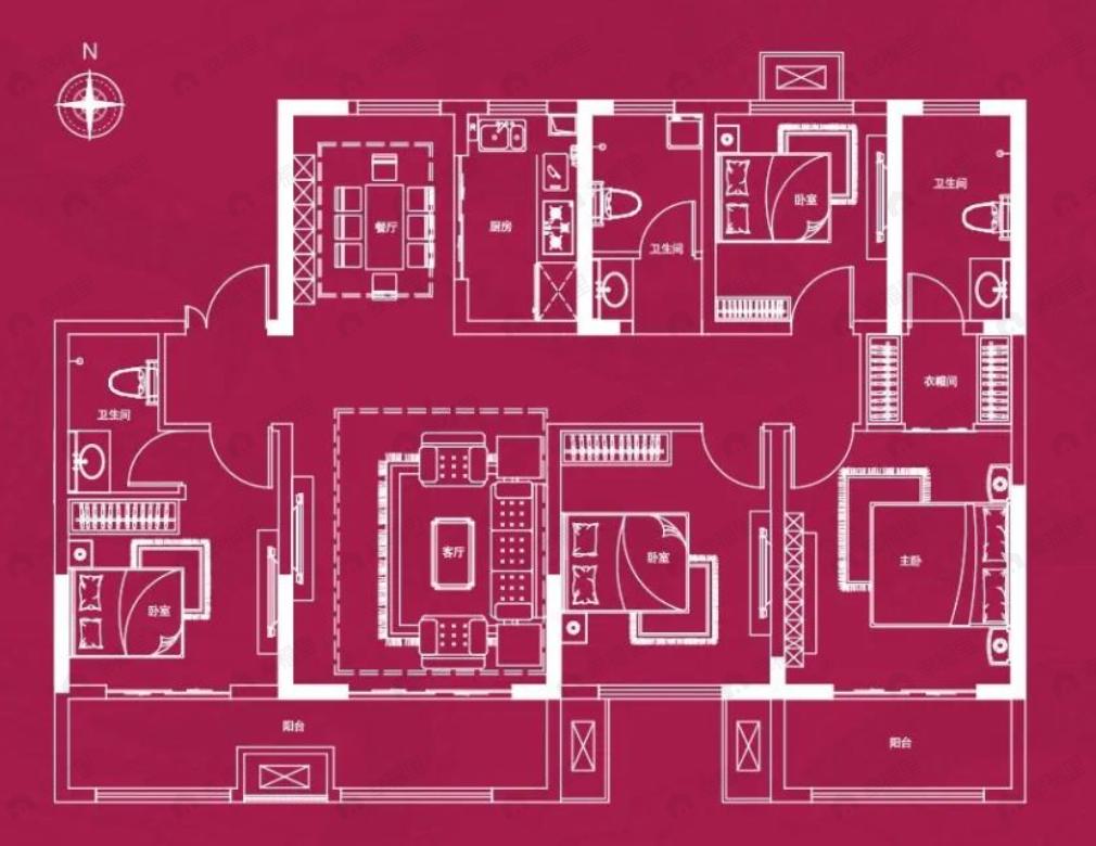 阳光珑府五期翠园4室2厅3卫户型图