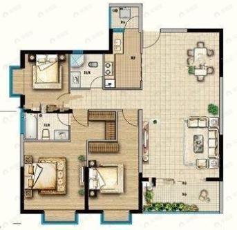 春漫时光3室2厅2卫户型图